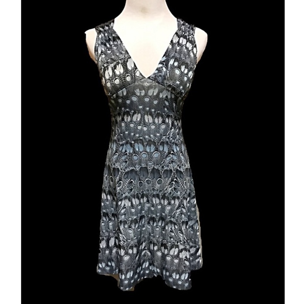 Blue Feather Cutout Dress